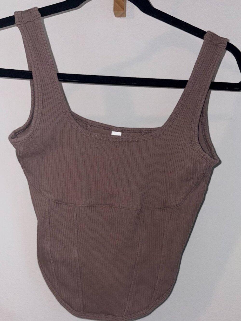 PINK Victoria’s Secret Mauve Brown Ribbed Corset Crop Tank Top - Size Medium